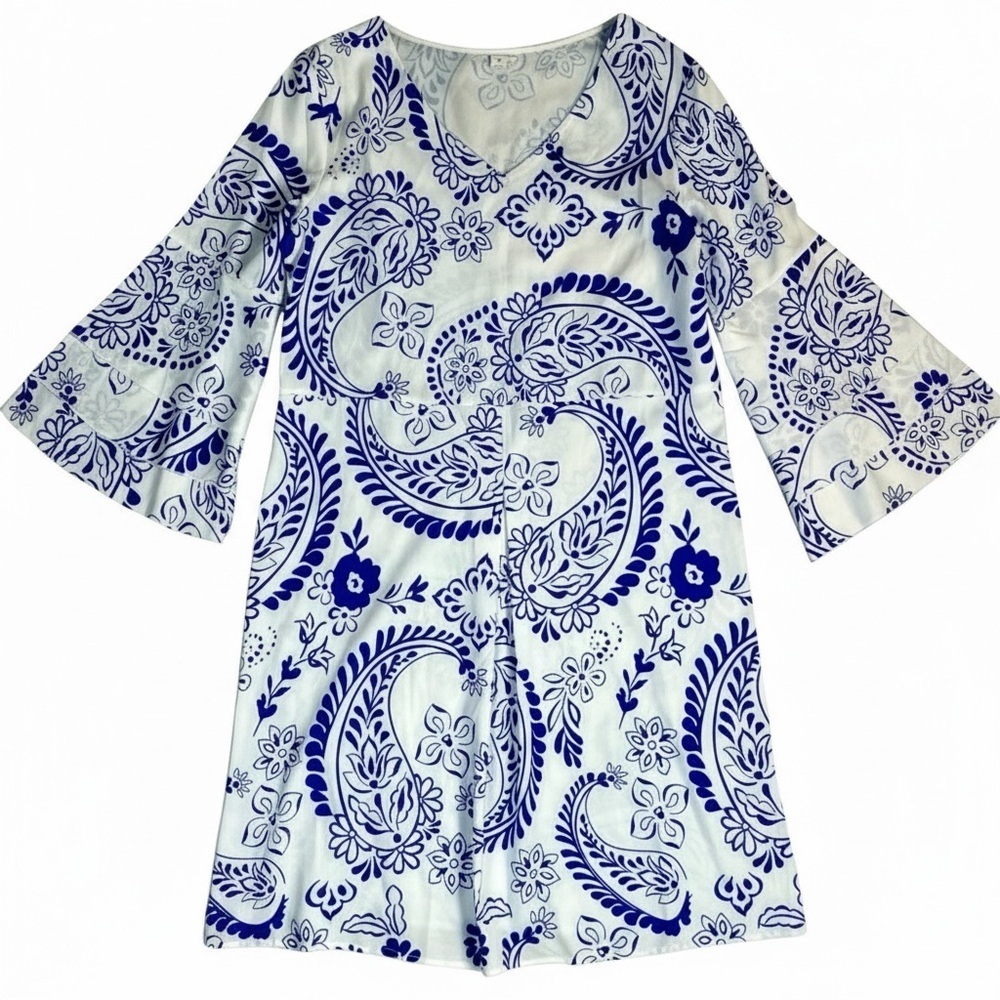 A-Line Dress Blue & White Size Small